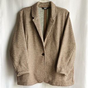 Lands’ End / Fleece Knit Houndstooth Check Blazer Jacket / 3X, 24W-26W